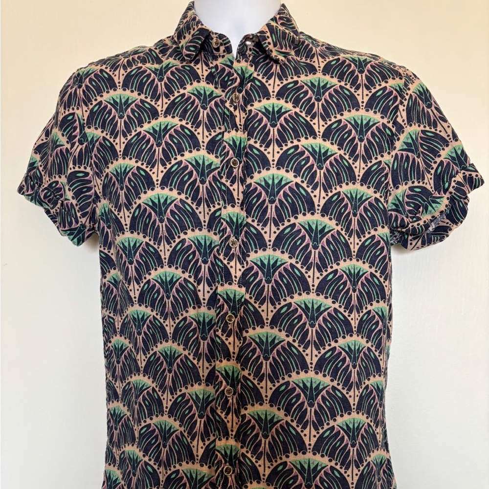 Scotch & Soda Green and Black Patterned Button Down Shirt